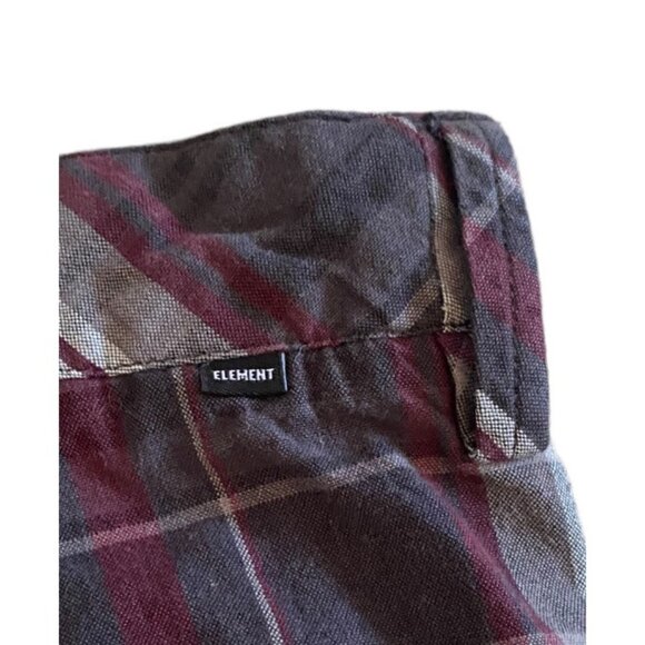 Element Mens Y2K 2010 Plaid Maroon & Gray Shorts Skater Brand Size 30 Inseam 9" - Picture 6 of 7